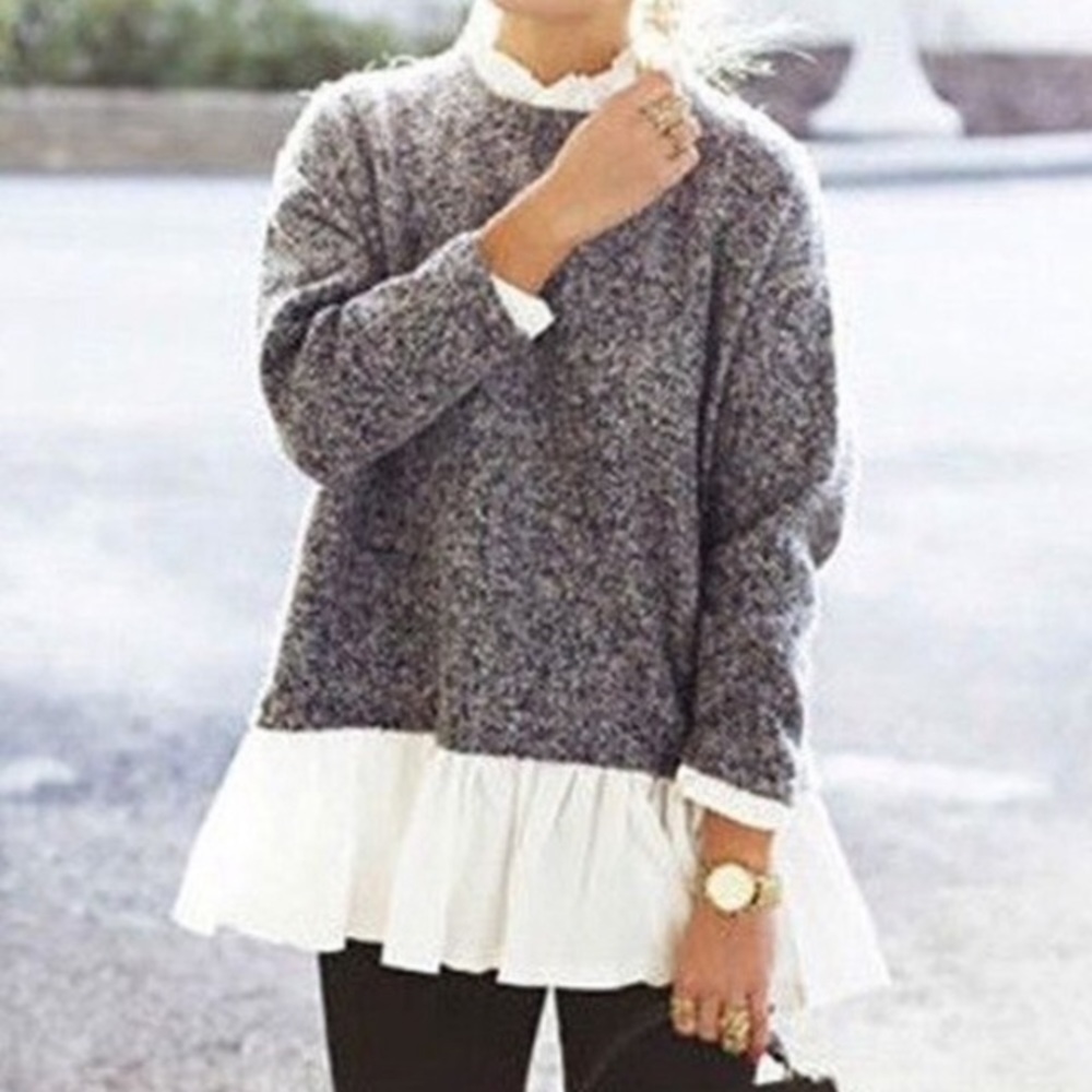 Anthropologie Ruffle Hem Trim Sweater S